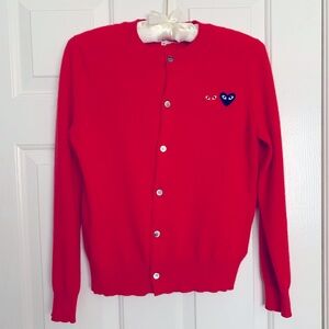 COMME des GARÇONS PLAY Cashmere Cardigan Red S/XS